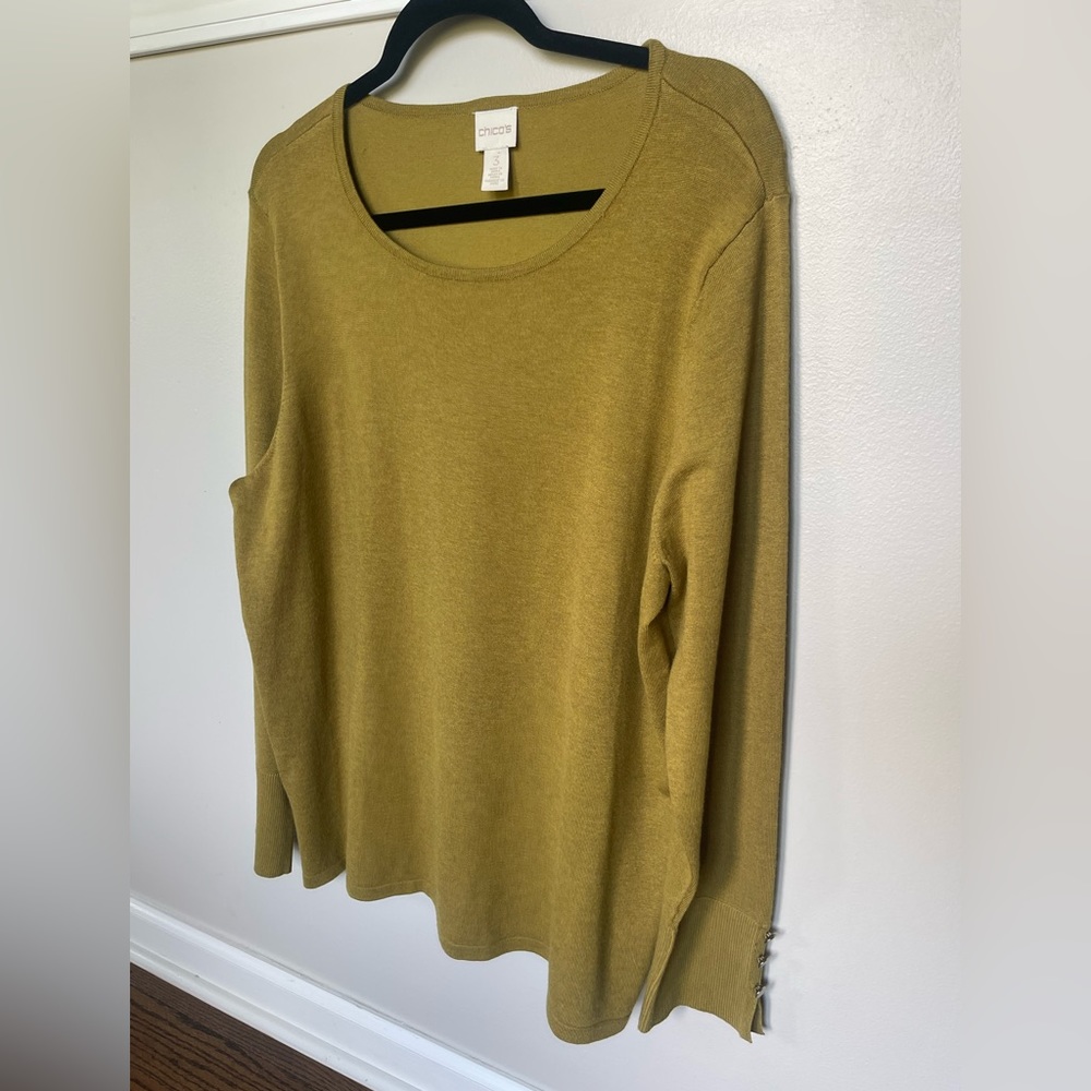 Chico’s soft dressy green sweater buttons XL